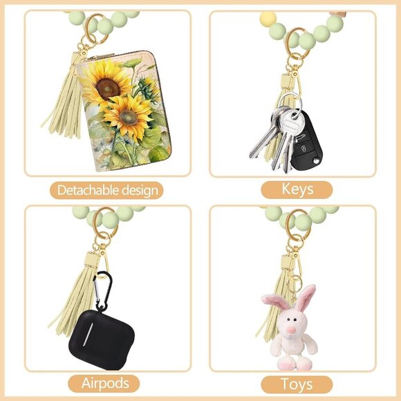 Credit Card Holder RFID Wallet, Small Card Holder Wallet for Women with Keychain - Picture 5 of 6